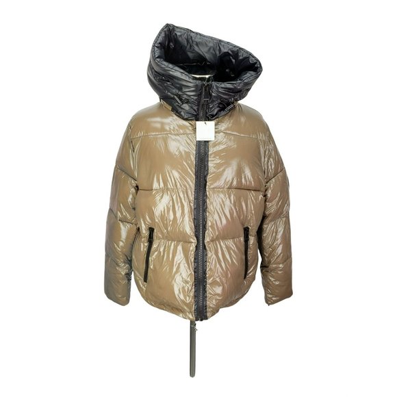 Calvin Klein Sorona Mura Superwet 400T Taupe Beige Insulated Puffer Jacket Size - Picture 13 of 13